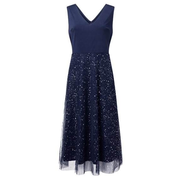 Vedolay Womens Dresses Casual Women Summer Formal T Shirt Dresses Beach Cover up Plain Pleated Tank Dress,Navy XXL