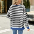 thumbnail image 7 of AherBiu Crewneck Sweatshirts for Women Striped Long Sleeve Slit Oversized Pullover Fall Casual Loose Tops, 7 of 7