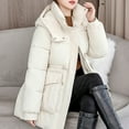 thumbnail image 5 of MIUOWANP Womens Winter Coats Fashionable Ladies Zipper Long Sleeve Winter Thickened Cotton Coat White XL, 5 of 5