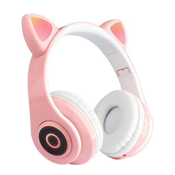 B39 over Ear Music Headset Cat Ear Glowing Headphone Foldable BT5.0 Earphone Hands-free with Mic