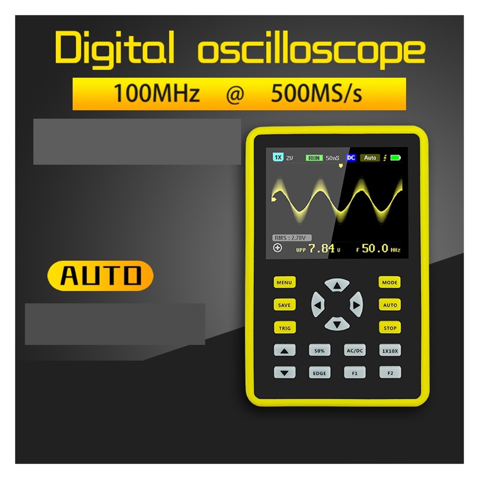 5012H Handheld Mini Digital Oscilloscope 500MS/s Sampling Rate 100MHz Analog Bandwidth ,Professional Designed