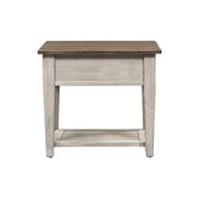 Pemberly Row Modern / Contemporary Off White Wood Drawer End Table