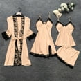 thumbnail image 2 of LOVZFMLL Pajama Sets for Women 4 Piece Satin Spaghetti Strap Mini Dress and Shorts Robes Set Nightgown Lounge Sets Comfy Soft Sleepwear Loungewear, 2 of 3