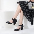 thumbnail image 5 of SACFOF Women's Mary Jane Heels with Bow Retro Closed Round Toe Pumps Sweet Ankle Strap Low Block Heels Chic Bowtie Vintage Dress Wedding Party Office Daily Shoes, 5 of 6