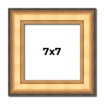 7x7 Frame Gold Plein Aire Solid Wood Picture Frame Width 2 Inches | Interior Frame Depth 0.5 Inches