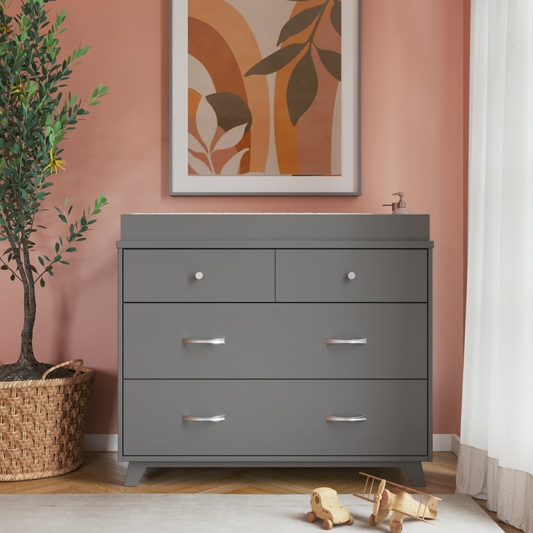 Child Craft SOHO 2 Piece Nursery Furniture Set 4 in 1 Convertible Crib and Changing Table Dresser Cool Gray Walmart
