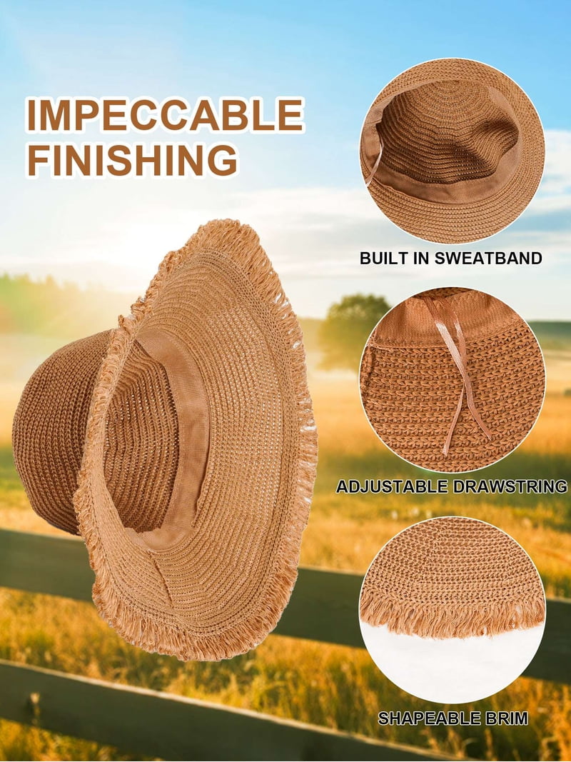 Deago Summer Straw Beach Sun Hats for Women UV Protection  display picture 1