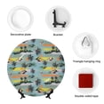 thumbnail image 4 of Salouo Hawaiian Style Pattern Bone China Decorative Plate,Holiday Decor Decorative Ceramic Plates with Stand Elegant Home DéCor for Hallway/Living Room/Bedroom-7in, 4 of 6