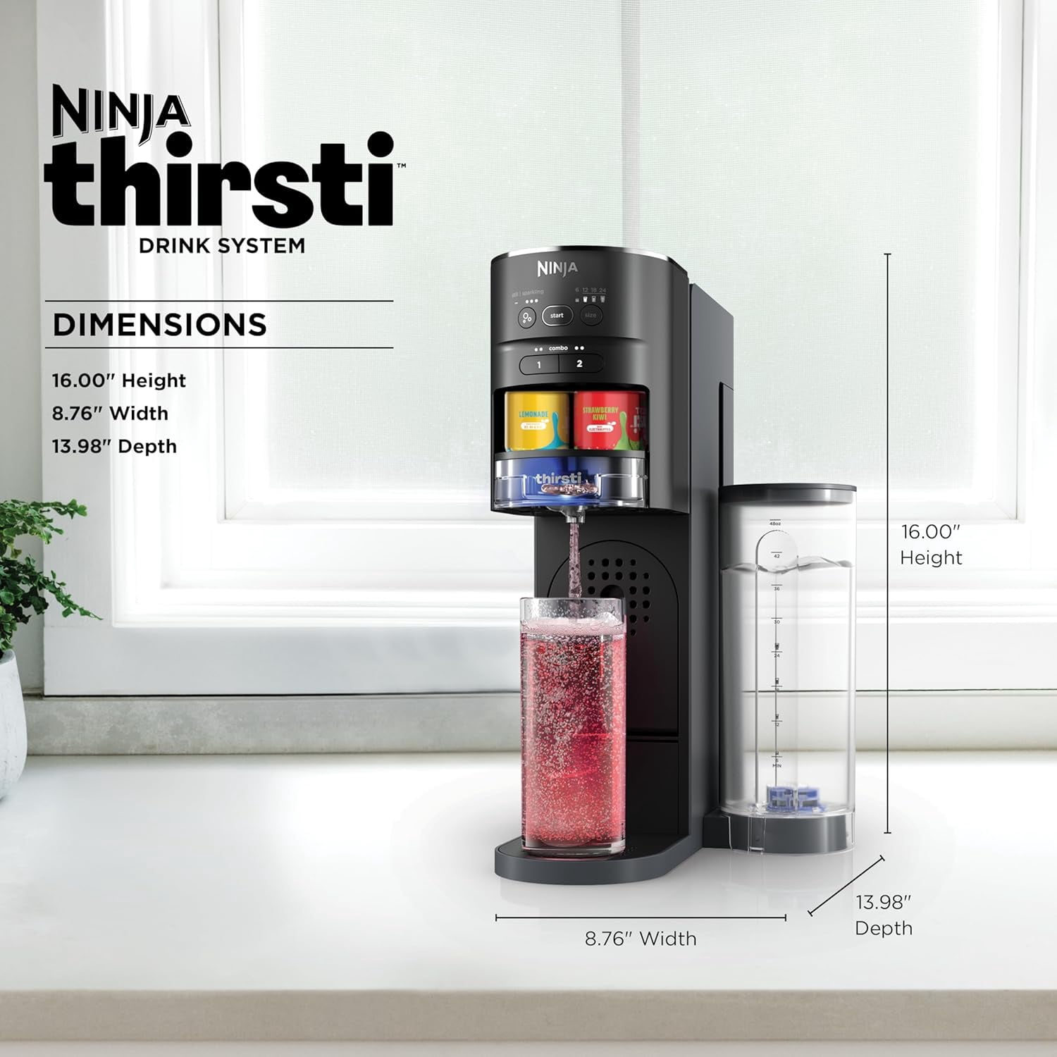 Ninja Thirsti Drink System: Soda Maker, Fizz Control, Variety Ninja Thirsti Deluxe Sparkling/Still Water Maker