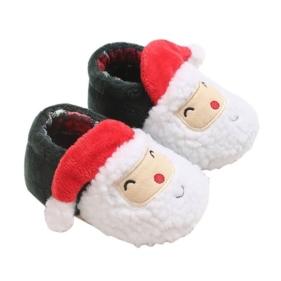 Otqutp Toddler First Walking Shoes 0-9 Months Old Baby Winter Santa Soft Sole Cloth Indoor Casual Shoes Comfortable Shoes Lightweight Shoes(Off-White,3-6 Months)