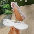 thumbnail image 6 of HOWPAY Sandals for Women on Closed Toe Hollow out Non- Jelly Shoes Casual Comfortable Summer Vacation Beach Clear Ballet Flats White 38, 6 of 9