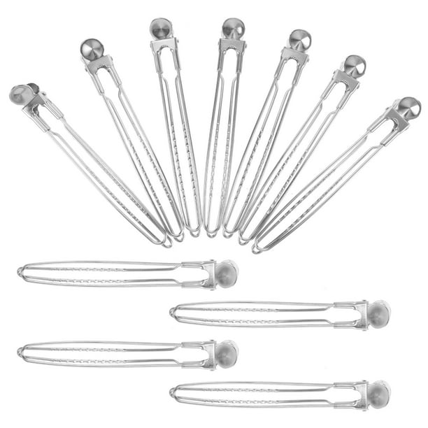 12 horquillas de acero inoxidable para peluquería, accesorios para corte de pelo, minipinzas metálicas plateadas.