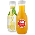 thumbnail image 3 of Bxaolu [50.7oz - 4 Pack] Plastic Carafe with Lid, Large Capacity- Clear Pitcher with Flip Top Lid, Easy-Pour Spout Juice Containers with Lids, Hand Wash Only - Perfect for Mimosa Bar, 3 of 9