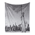 thumbnail image 1 of New York City Soft Flannel Fleece Throw Blanket, Liberty New York City Famous American Monument Landscape Illustration, Cozy Plush for Indoor and Outdoor Use, 60" x 80", Grey, by Ambesonne, 1 of 6