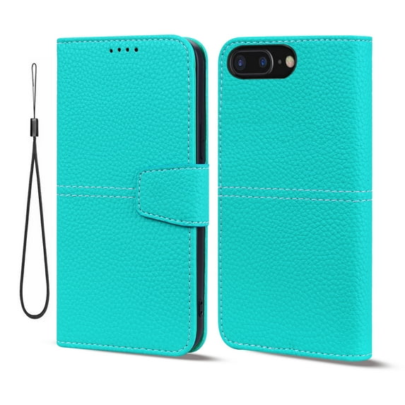 TECH CIRCLE For iPhone 8 Plus/7 Plus 5.5 inch Flip Wallet Case,Multi-functional Magnetic Luxury PU Leather Stand with Wrist Strap Slim Cover.For iPhone 8 Plus/7 Plus,Blue