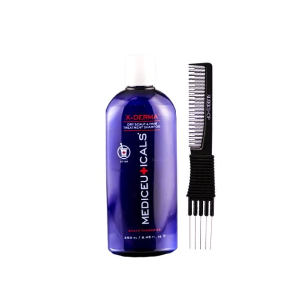 THERAPRO Mediceuticals X-Derma Dry Scalp & Hair Treatment Shampoo (8.45 oz) with SLEEKSHOP Teasing Comb Pack of 1