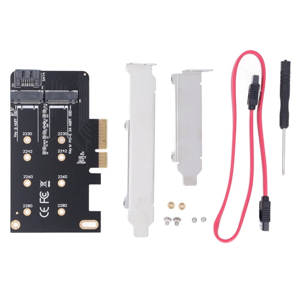 PA02-RTK Dual M.2 SSD Adapter Card: PCI-E X4 to NGFF B Key & M Key Converter, Supports PCIe 4x/8x/16x Motherboards, Compatible with 2230/2242/2260/2280 NVME&SATA SSDs, Delivers 6Gbps Transfer Speed,