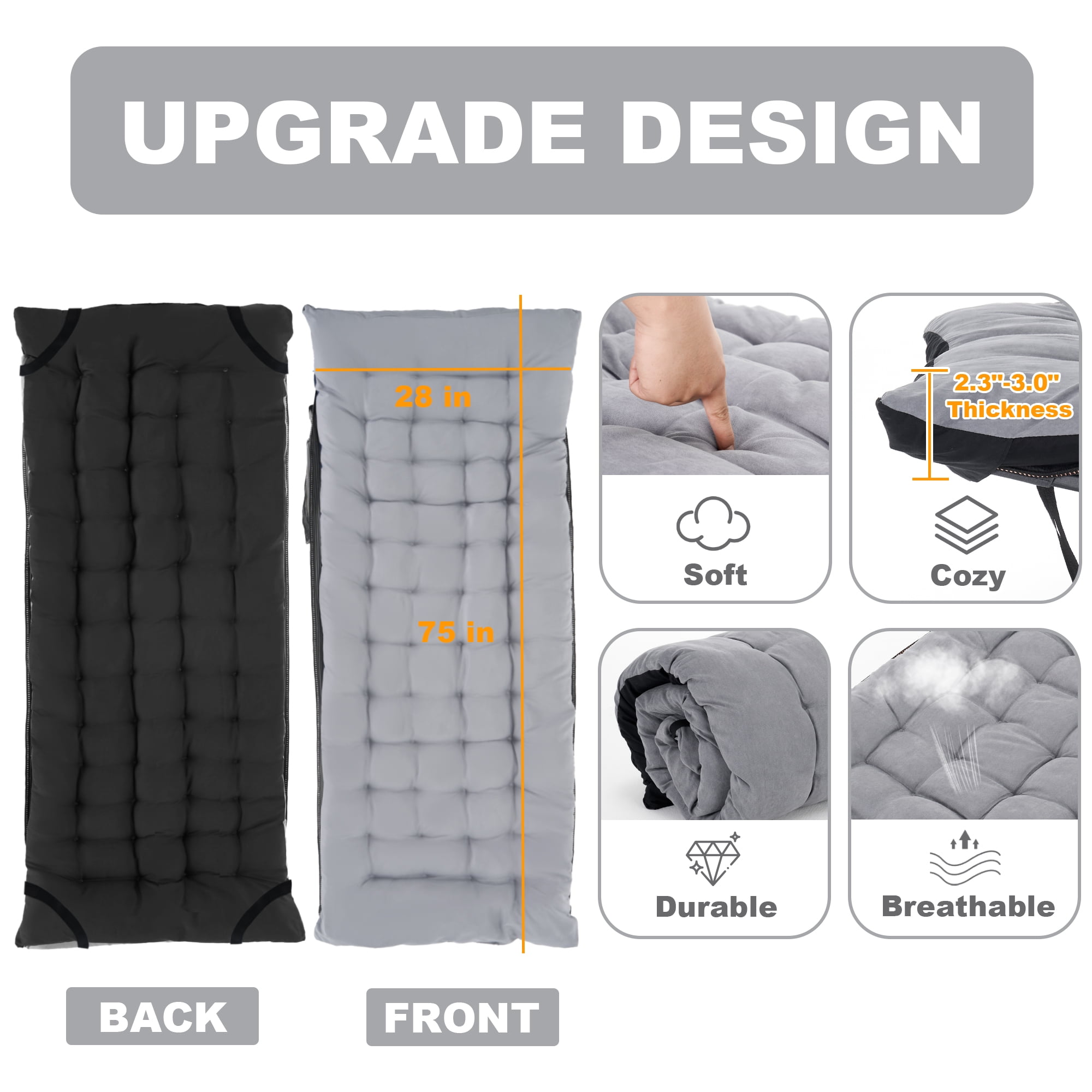 FlexWave 78" x 32" Folding Camping Cot with Mattress for Adults, 880 lb Heavy Duty Portable Guest Bed for Camping, Home & Travel
