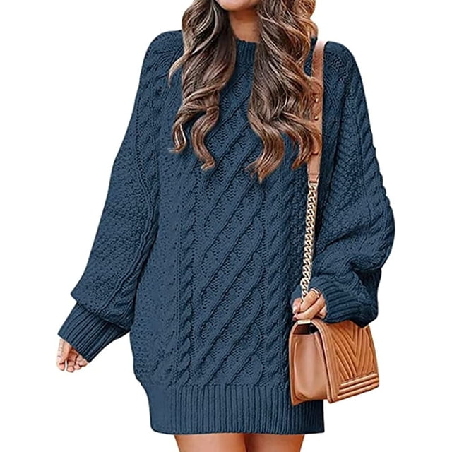 LinYooLi Women Sweater Tops Oversized Cable Knit Long Sleeve Ribbed Winter Sweater Tops Chunky Pullover Fall Tops