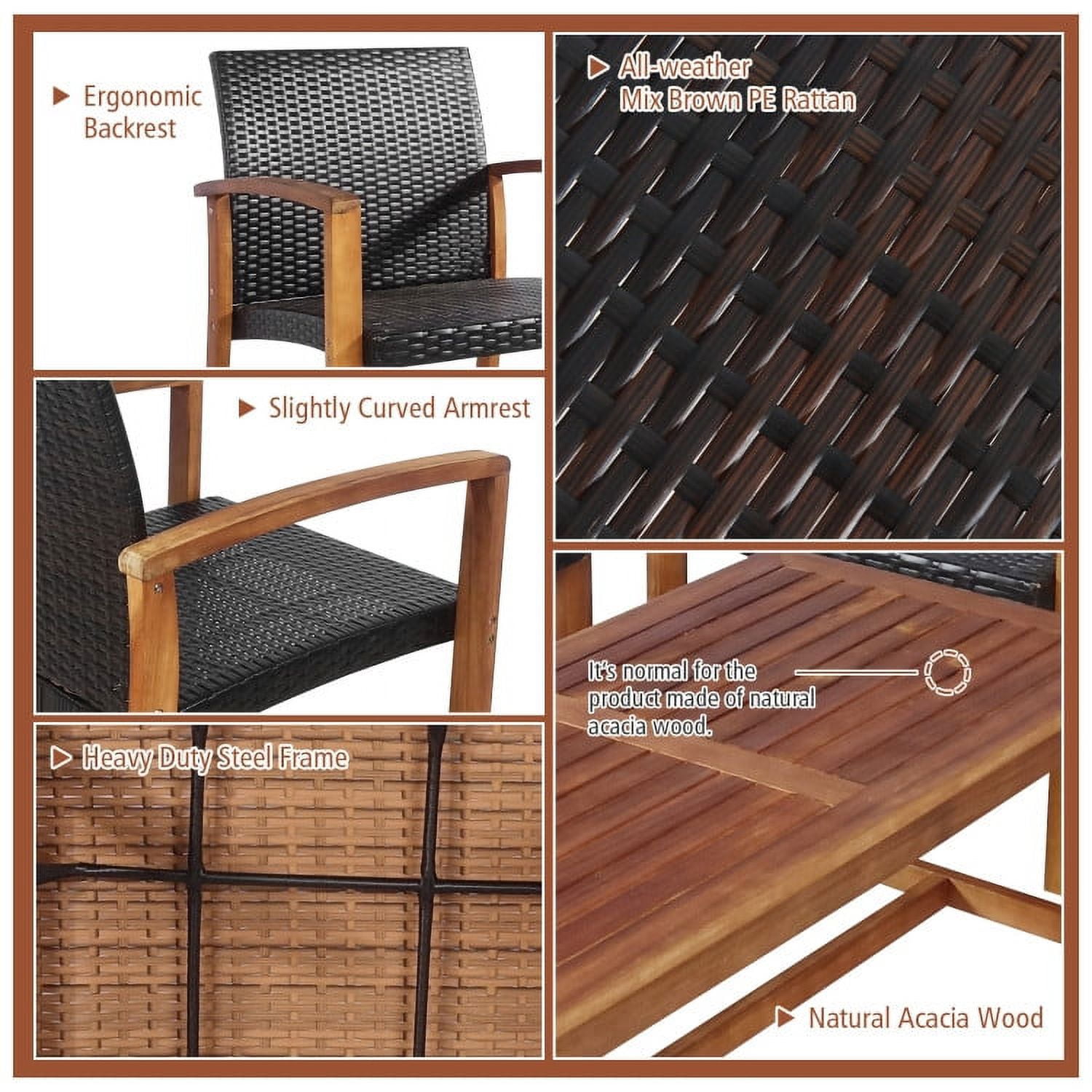 Aimee Lii 4 Pieces Rattan Patio Furniture Set with Solid Acacia Wood, Outdoor Patio Furniture Aimee Lii 4 Pieces Rattan Patio Furniture Set with Solid Acacia Wood, Outdoor Patio Furniture