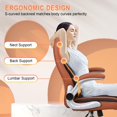 thumbnail image 5 of JONPONY Velvet Lumbar Support Executive Office Chair, 90°-120° Rocking Ergonomic Home Office Desk Chair with Wheels and Flip-up Armrs, Back Support Work Task Chairs for Women,Brown, 5 of 8