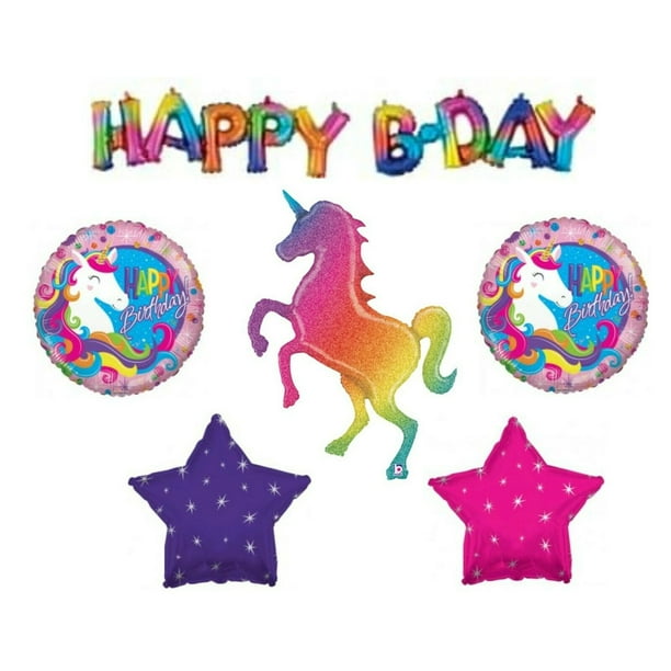 rainbow xl unicorn happy birthday letters party balloons decoration