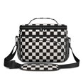 thumbnail image 2 of Black and White Checkered Pattern Insulated Lunch Box for Women Men, Medium Leakproof Cooler Bag with Adjustable Strap, 10"x6.7"x8", 2 of 5