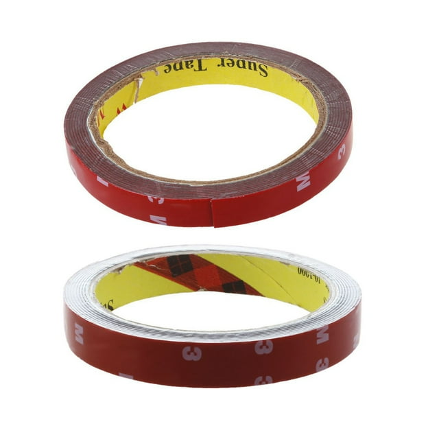 2Pcs 3Meter Strong Permanent Double Sided Super Sticky Foam Tape Roll for Vehicle Car, Red 15MMx3M & 12MMx3M