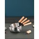 thumbnail image 4 of Stainless Steel Snow Flat Pot With Wooden Handle For Home Cooking, Thickened Multifunctional Stew Pot, Compatible With Induction Cooker, Milk Pot, 4 of 5