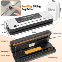 Vacuum Sealer Machine for Food with 30 Storage Bags, Built-in Cutter, 6-in-1 Automatic Sealing Machine for Seal a Meal, Wet & Dry Food Prep, Compact Heat Sealer for Freezer Preservation