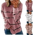 thumbnail image 7 of Womens Sweatshirts Crew Neck,Sweatshirt for Women,Women's Casual Striped Print Long Sleeve Shirt Oversized Pullover Loose Tops Blouse Trendy Shirt, 7 of 7