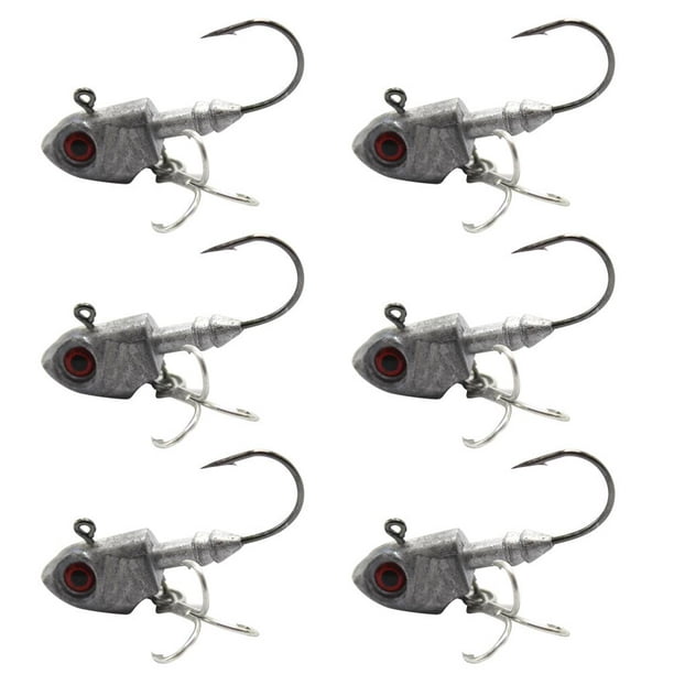 6Pcs Jig Heads Fishing Hooks with 3D Fishing Hooks Eye Ball 14g