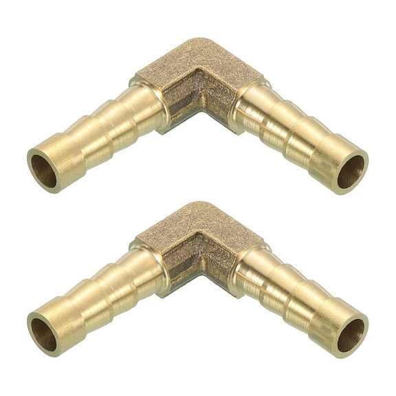 2 Pack Brass Hose Barb Fitting L Right Angle Elbow Connector Coupler, 1/4" ID Brass Fitting Air Hose Fittings for Connecting Water Fuel Air, Oil Hoses