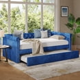 thumbnail image 1 of Noble House Upholstered Daybed with Trundle, Tufted Button Design with Curved Arms, No Box Spring Needed,Blue, 1 of 8