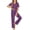 Purple, variant on Ekouaer Womens Pajama Sets Button Down Pjs 2 Piece Short Sleeve Sleepwear with Pants Soft Loungewear