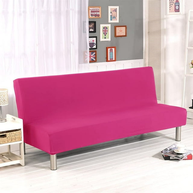DEBGFS 2024 Housse Extensible pour Futon Housse de Canapé Sans Accoudoirs Housses de Canapé-Lit Pliables avec Bande Élastique Lavable à la Machine (Beige), Rosé
