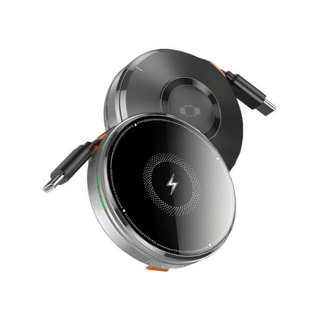 IJS 3-in-1 Magnetic Wireless Charger with Retractable Cord & Kickstand – For iPhone AirPods & Apple Watch