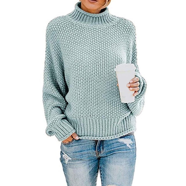 Suéter de gran tamaño con cuello alto y manga larga para mujer XXL Sunnimix suéter de mujer de gran tamaño