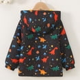 thumbnail image 6 of Gubotare Raincoat for Boys Toddler Boys Dinosaur Print Fleece Hooded Full-Zip Jacket 2-10 Years (Black,5-6 Years), 6 of 9