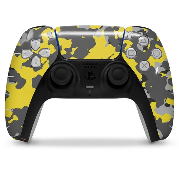 WraptorSkinz Skin Wrap compatible with the Sony PS5 DualSense Controller WraptorCamo Old School Camouflage Camo Yellow (CONTROLLER NOT INCLUDED)