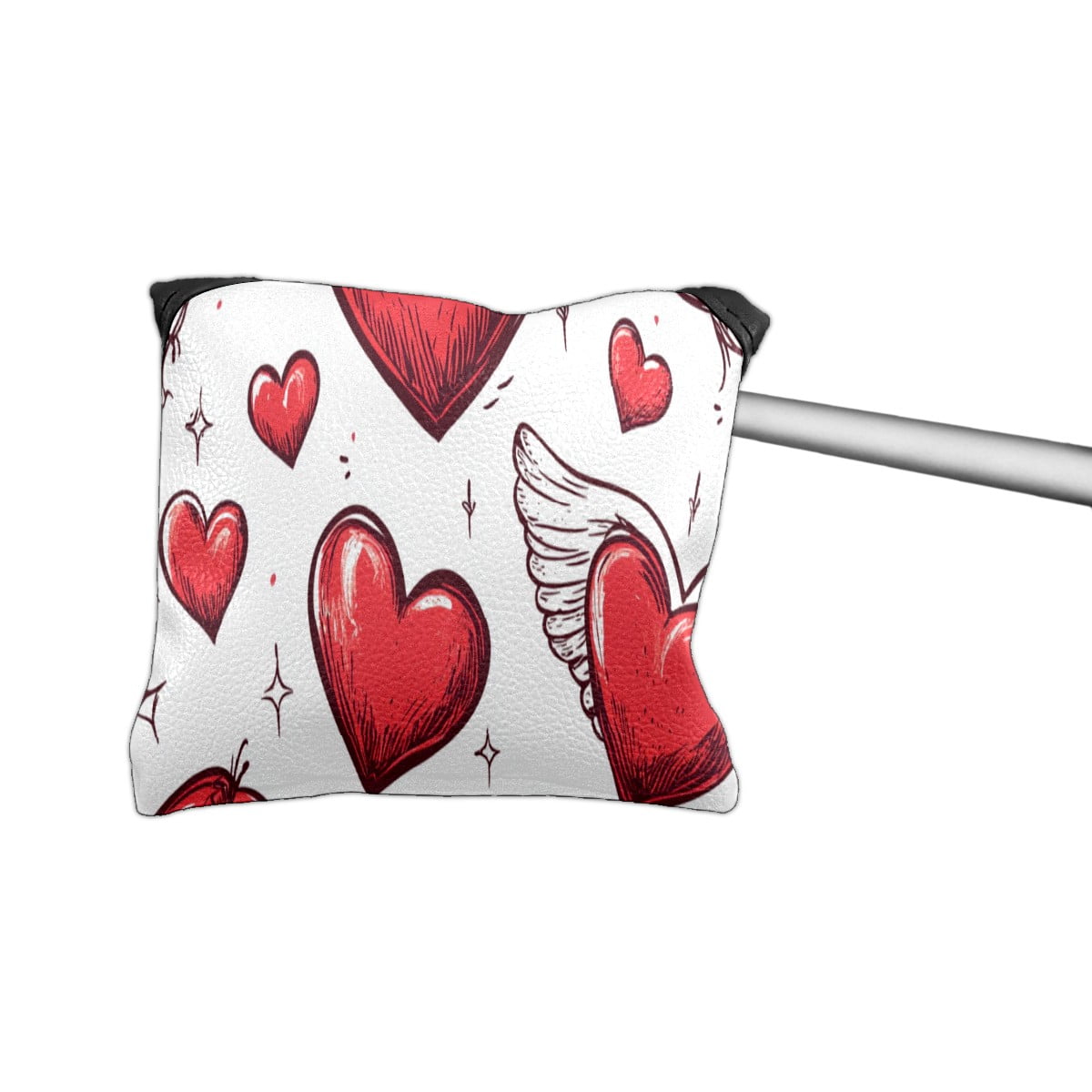 Golf Mallet Putter Cover Premium Leather Waterproof Golf Putter Head Cover with Magnetic Closure Hand-painted Love Heart