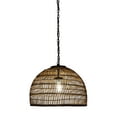 thumbnail image 3 of Kouboo Luhu Open Weave All Weather Cane Rib Outdoor Dome Pendant Lamp Coastal LED Black Dome Outdoor Pendant Lights Shades, 3 of 9