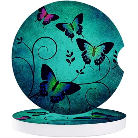 

KXMDXA Butterfly Pattern Vintage Vintage Set of 6 Car Coaster for Drinks Absorbent Ceramic Stone Coasters Cup Mat with Cork Base for Home Kitchen Room Coffee Table Bar Decor