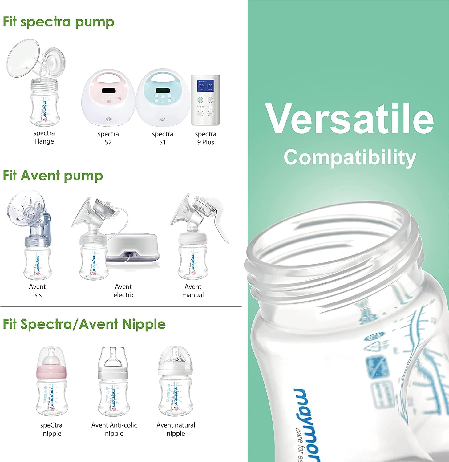 Maymom Pump Parts 19 mm Flange Valve Tube Backflow Protector Bottle with Two-Piece Travel Cap Compatible with Spectra S1 S2 9 Plus Breastpump. Replacement Pump Parts for Spectra Pump Accessories