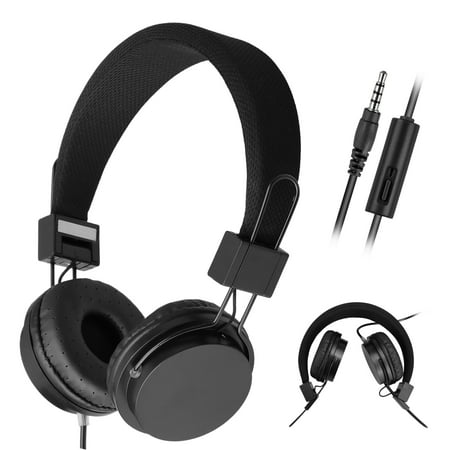 On Ear Headphones with Mic, Kids Headphones,Foldable Corded Wired Headsets Microphone, Volume Control for Cell Phone, Tablet, PC, Laptop, MP3/4, Video Game