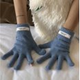 thumbnail image 1 of Guantes de lana con etiquetado de color sólido para mujer, guantes de cinco dedos con pantalla táctil tejidos para mujer, otoño e invierno, 1 of 6