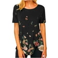 thumbnail image 2 of SMihono Hauts pour Femmes Été Mode Décontractée Femme Blouse à Col Rond Imprimée Manches Courtes T-Shirt Été Hauts T-Shirt Oversize pour Femmes, 2 of 4