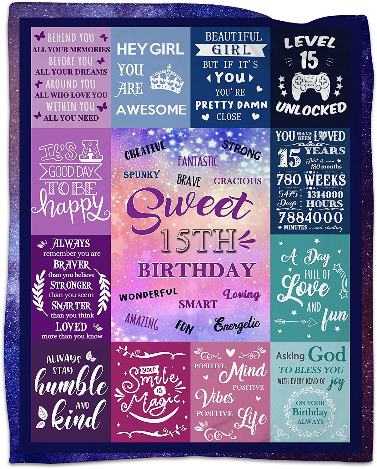 15 Year Old Girl Gifts for Birthday - Quinceanera Gifts Blanket - Gifts for  Daughter Bestie Sister 15th Birthday Gift Ideas for Couch Sofa Bedroom  Decor 50*60in 