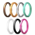 thumbnail image 3 of Bangcool 7PCS Silicone Ring Fashion Shimmering Powder Wedding Ring Couple Ring, 3 of 10