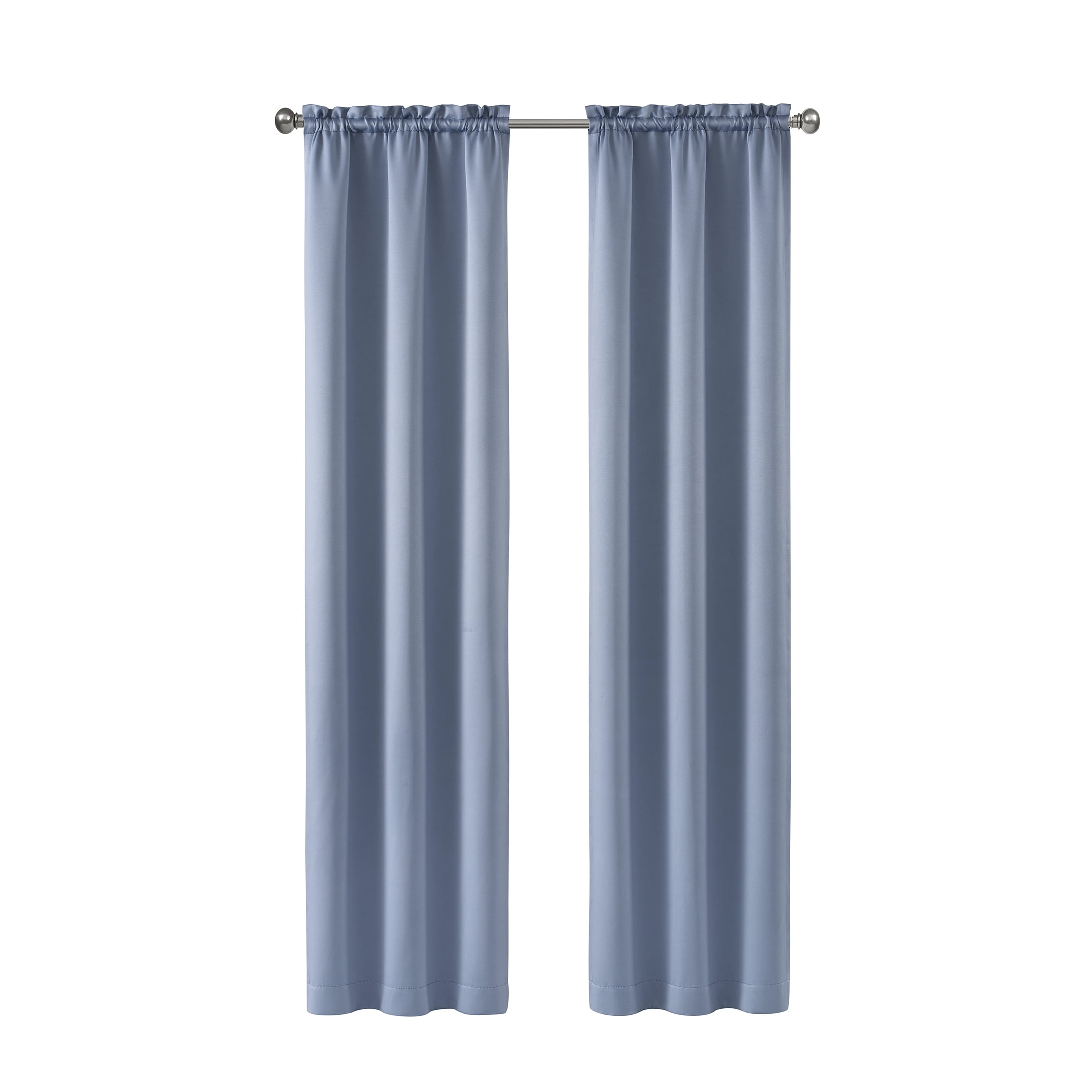 Mainstays Solid Blackout Curtain Panel Pair, Set of 2, Blue Quartz, 30”W x 95”L